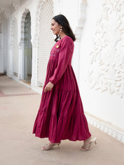 AAHELI SHUBHRA EMBROIDERY MAXI DRESS