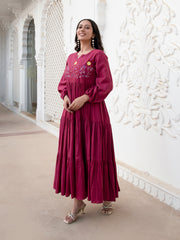 AAHELI SHUBHRA EMBROIDERY MAXI DRESS