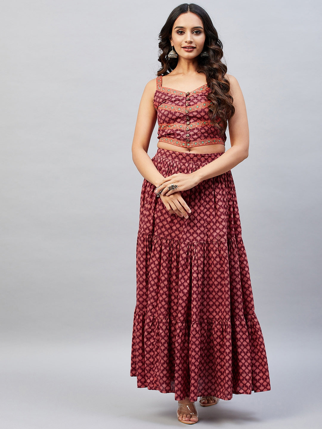 TWISHA PRINTED TOP & TIERED SKIRT SET