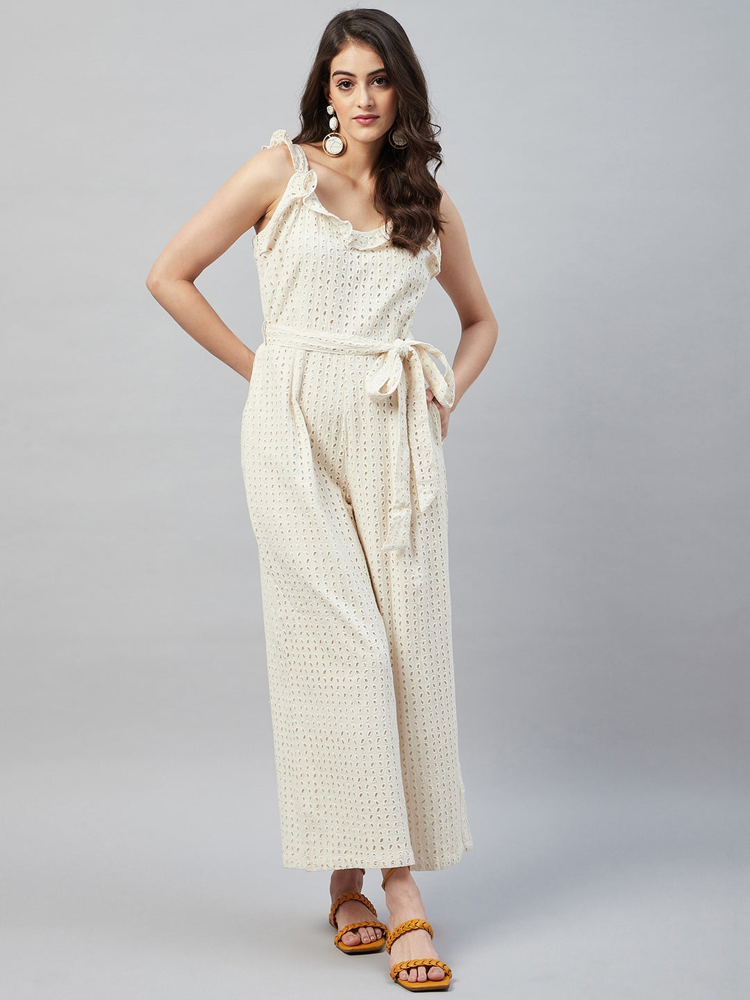 ALBINA OFF-WHITE SCHIFFLI JUMPSUIT