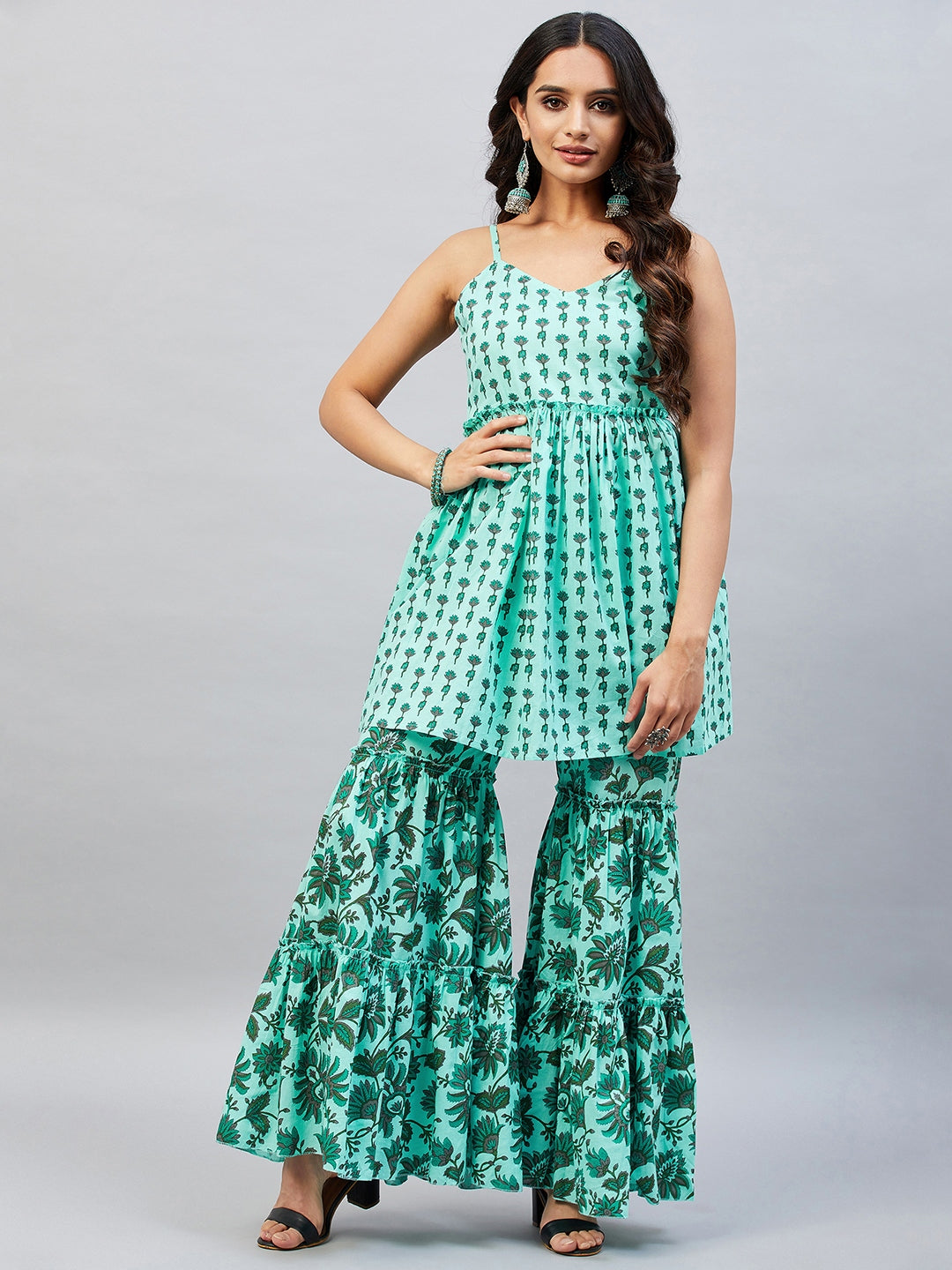 ALIANE PRINTED COTTON SHARARA SET