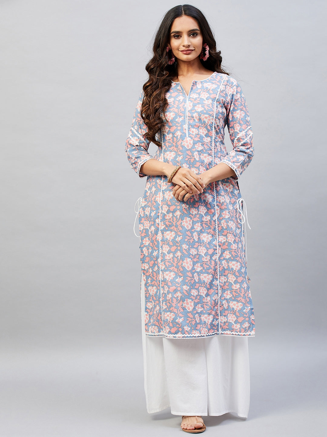 MAHI PRINTED-SOLID COTTON SUIT SET