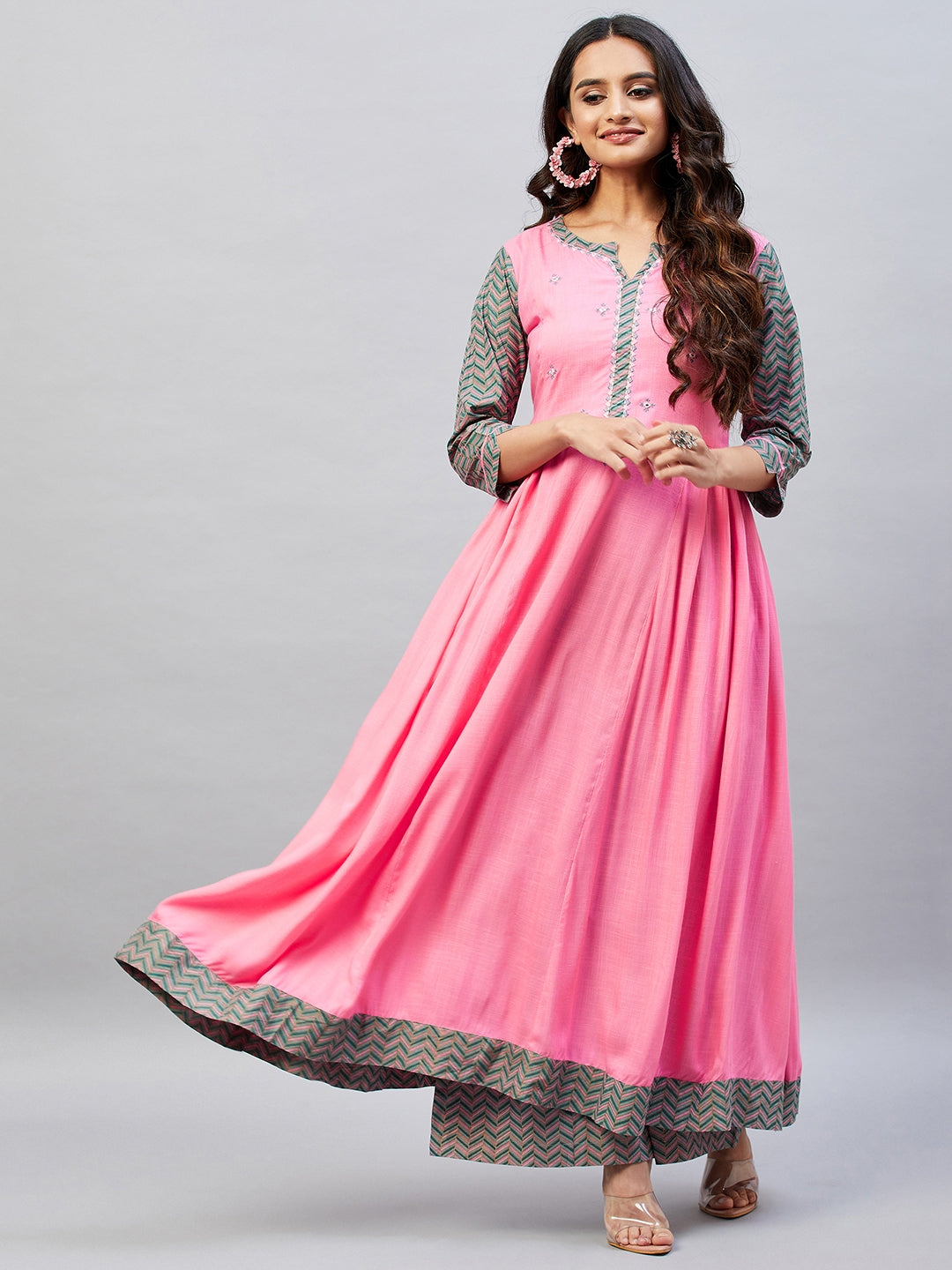 MIRROR WORK RAYON LONG KURTA