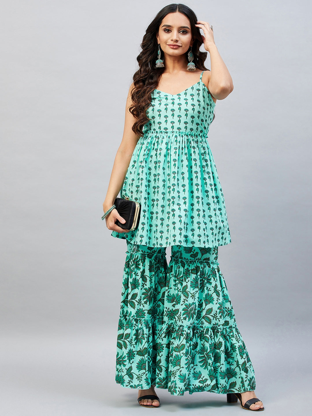 ALIANE PRINTED COTTON SHARARA SET