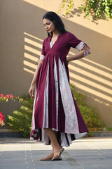 AAHELI NAOMI SOLID-MARBLED PANELED DRESS