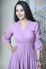 AAHELI MAUVE COTTON KANTHA COMFY DRESS