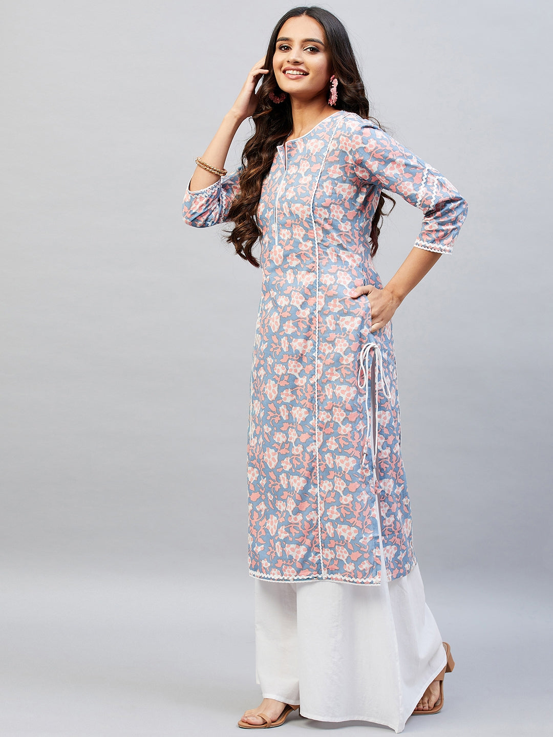 MAHI PRINTED-SOLID COTTON SUIT SET