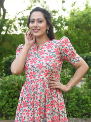 AAHELI PORTOFINO FLORAL FLARED DRESS