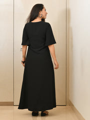 AAHELI ANSHI BLACK A-LINE DRESS