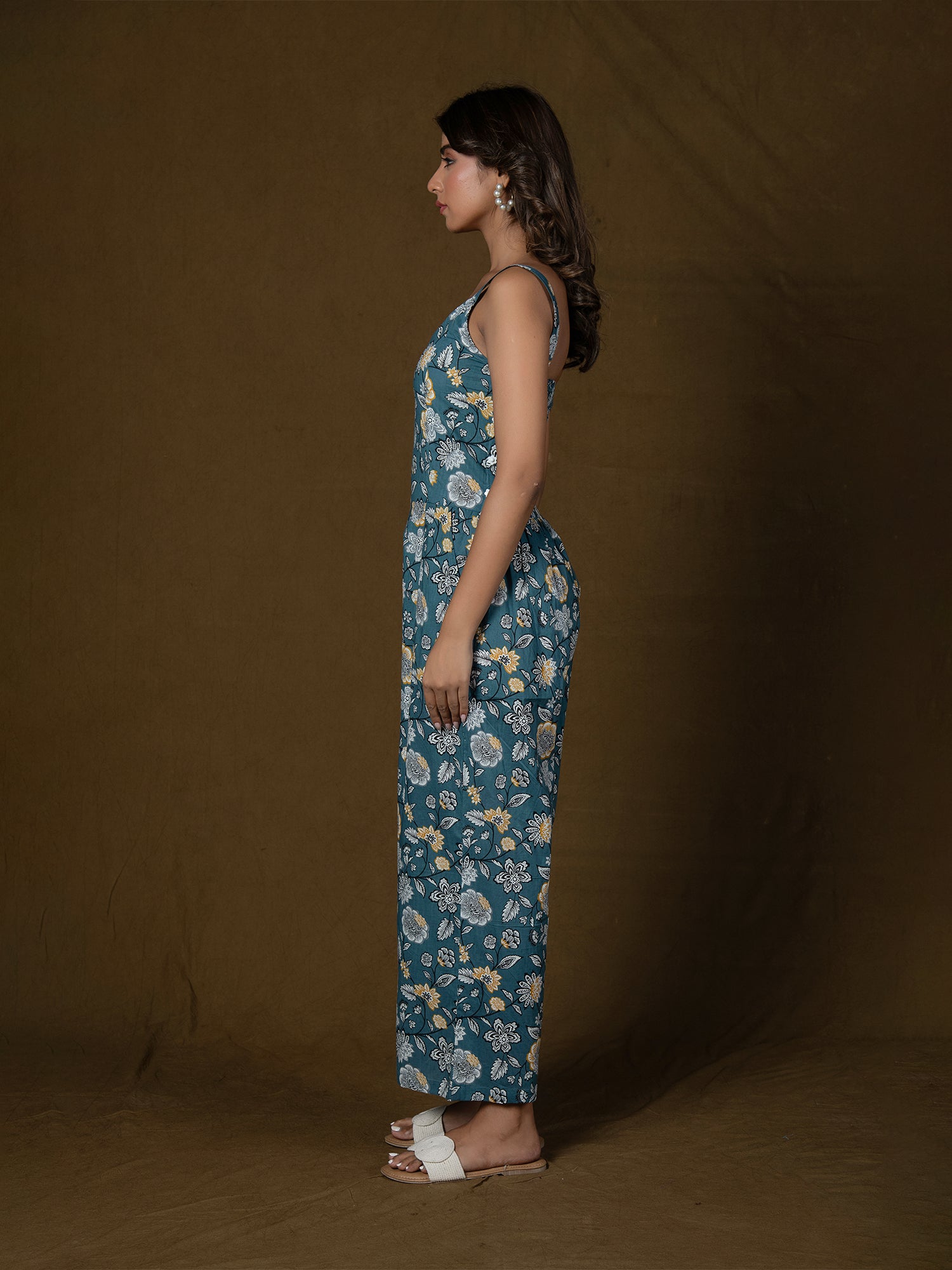 SAIYA DARK GREY FLORAL PRINTED JUMPSUIT