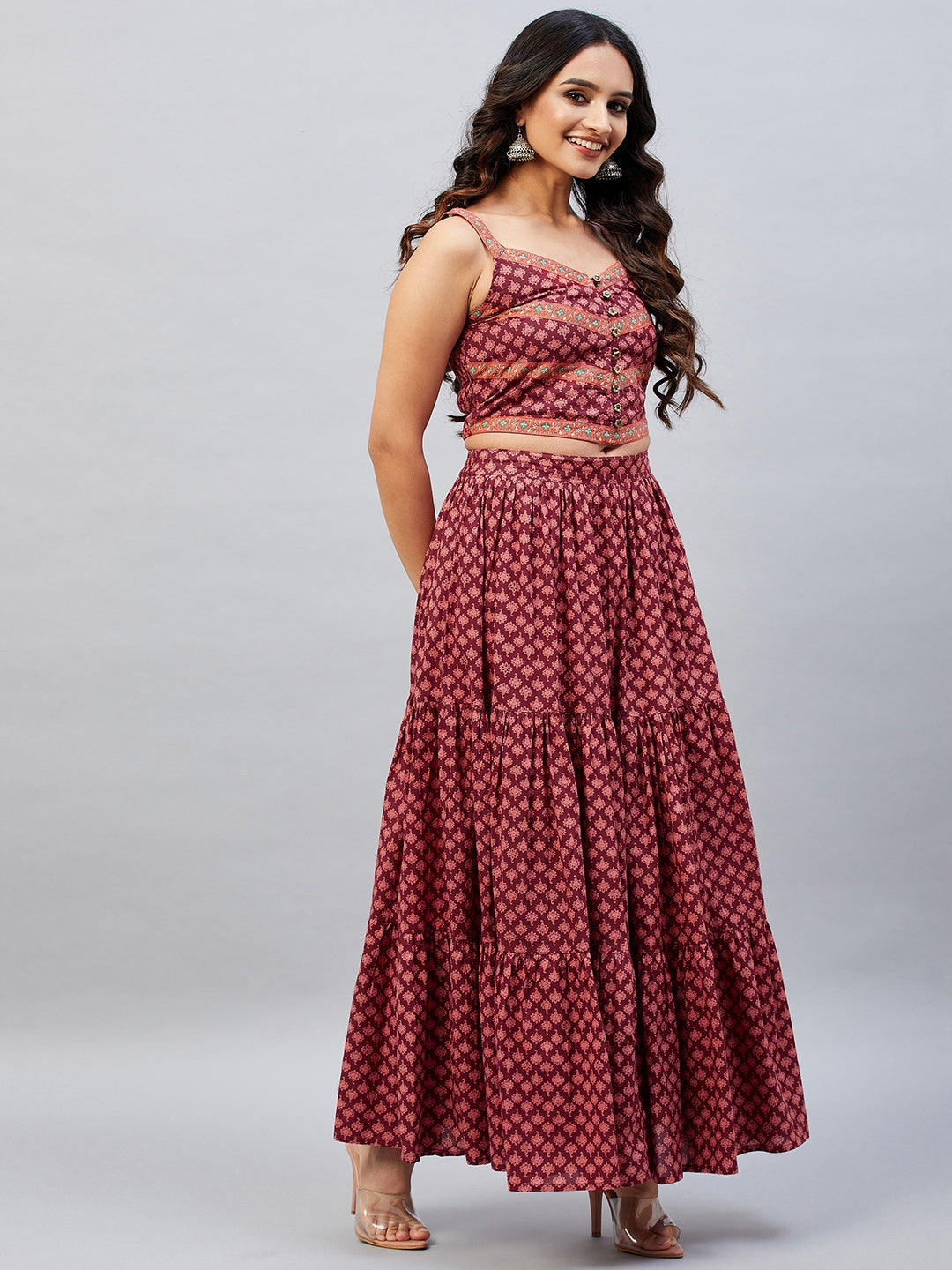 TWISHA PRINTED TOP & TIERED SKIRT SET