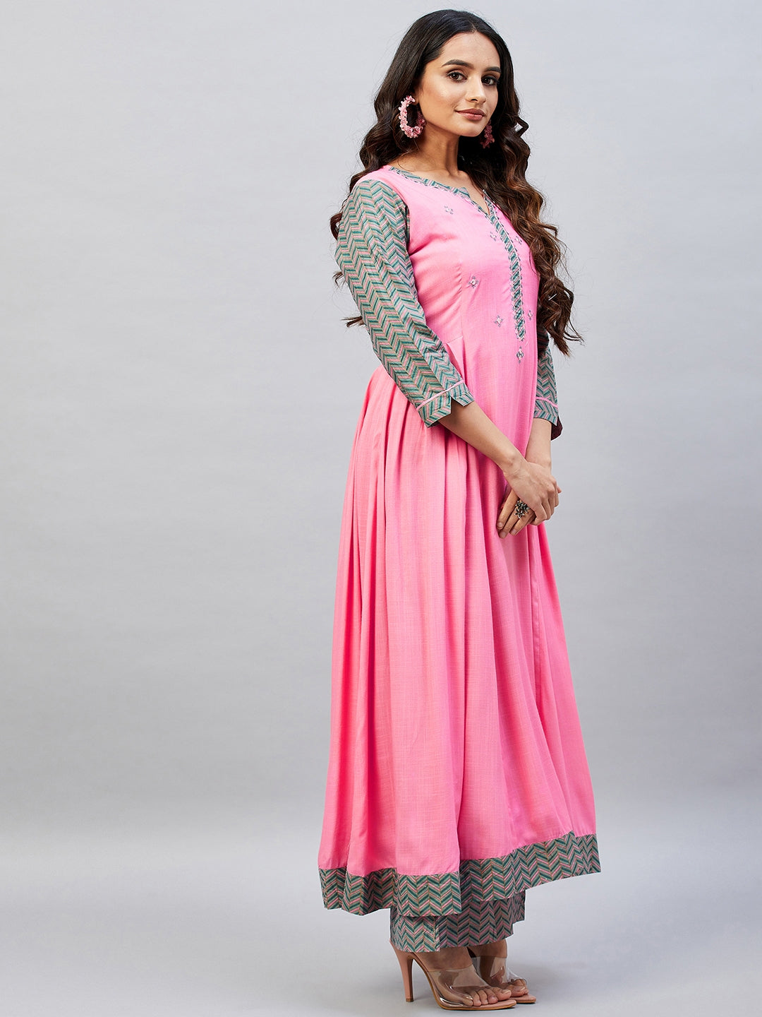 MIRROR WORK RAYON LONG KURTA