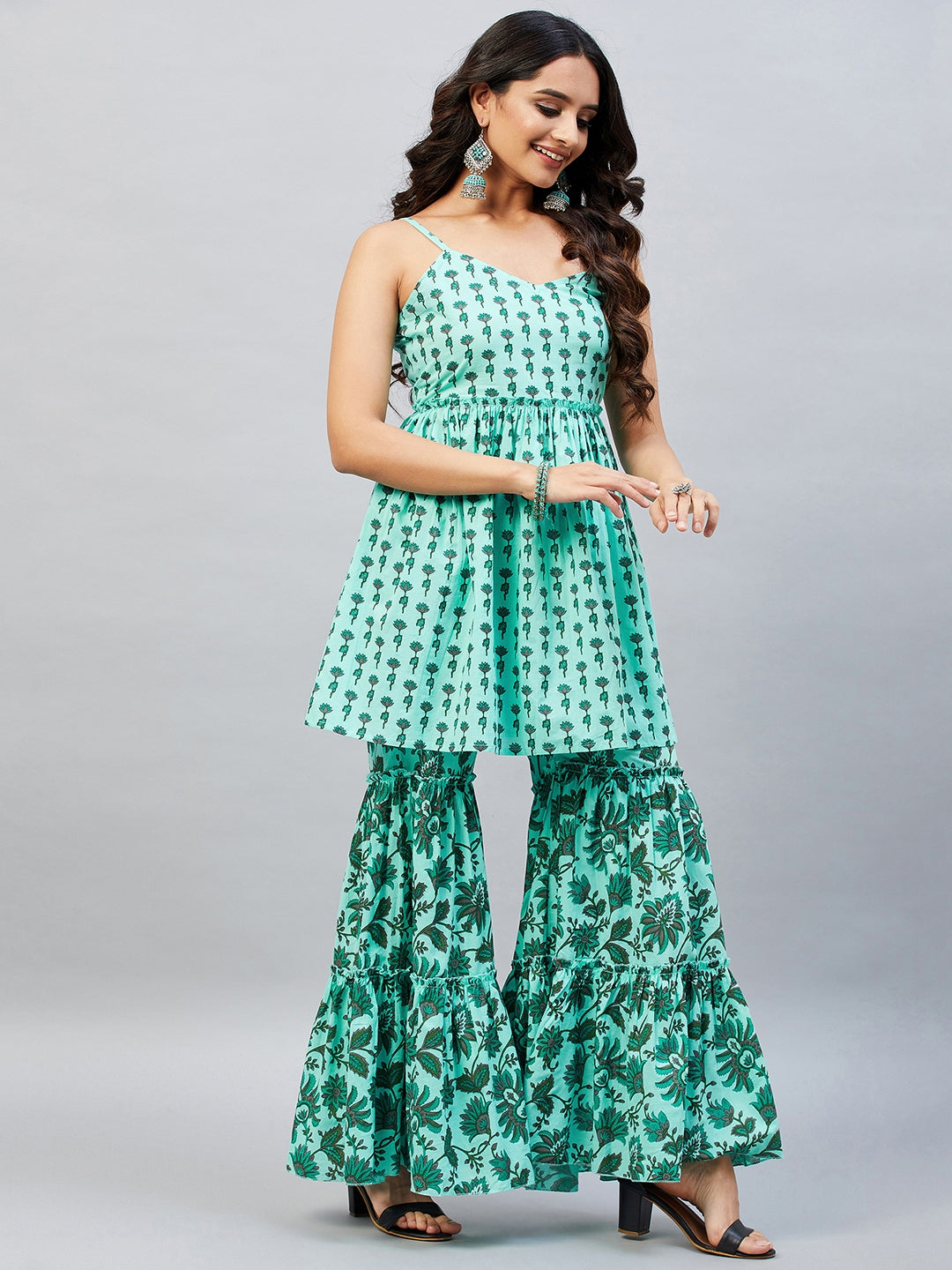 ALIANE PRINTED COTTON SHARARA SET