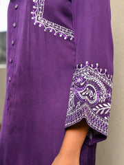 AAHELI ADITI DEEP PURPLE KURTA & PANTS SET