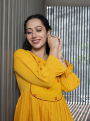 AAHELI RADHIYAA YELLOW YARN DYED COTTON MAXI DRESS