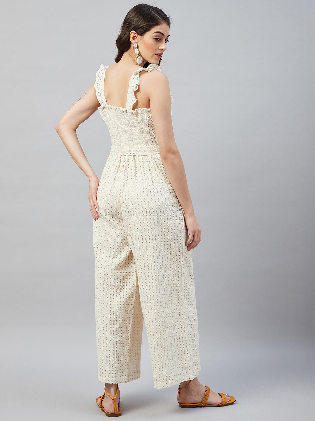 ALBINA OFF-WHITE SCHIFFLI JUMPSUIT