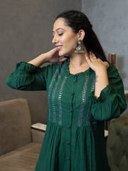 AAHELI AAVI DEEP GREEN KURTA & PANTS SET
