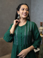 AAHELI AAVI DEEP GREEN KURTA & PANTS SET