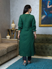 AAHELI AAVI DEEP GREEN KURTA & PANTS SET