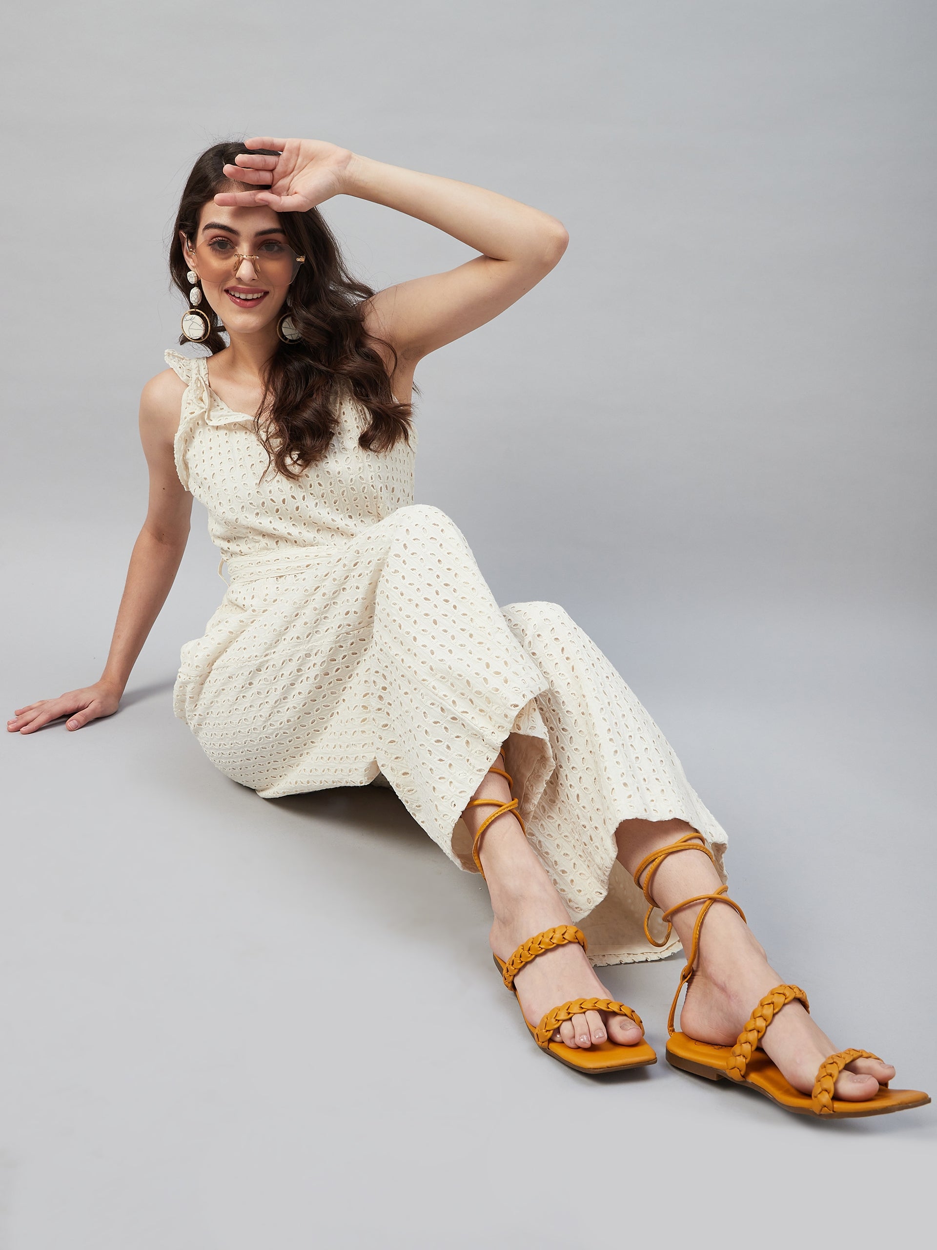 ALBINA OFF-WHITE SCHIFFLI JUMPSUIT
