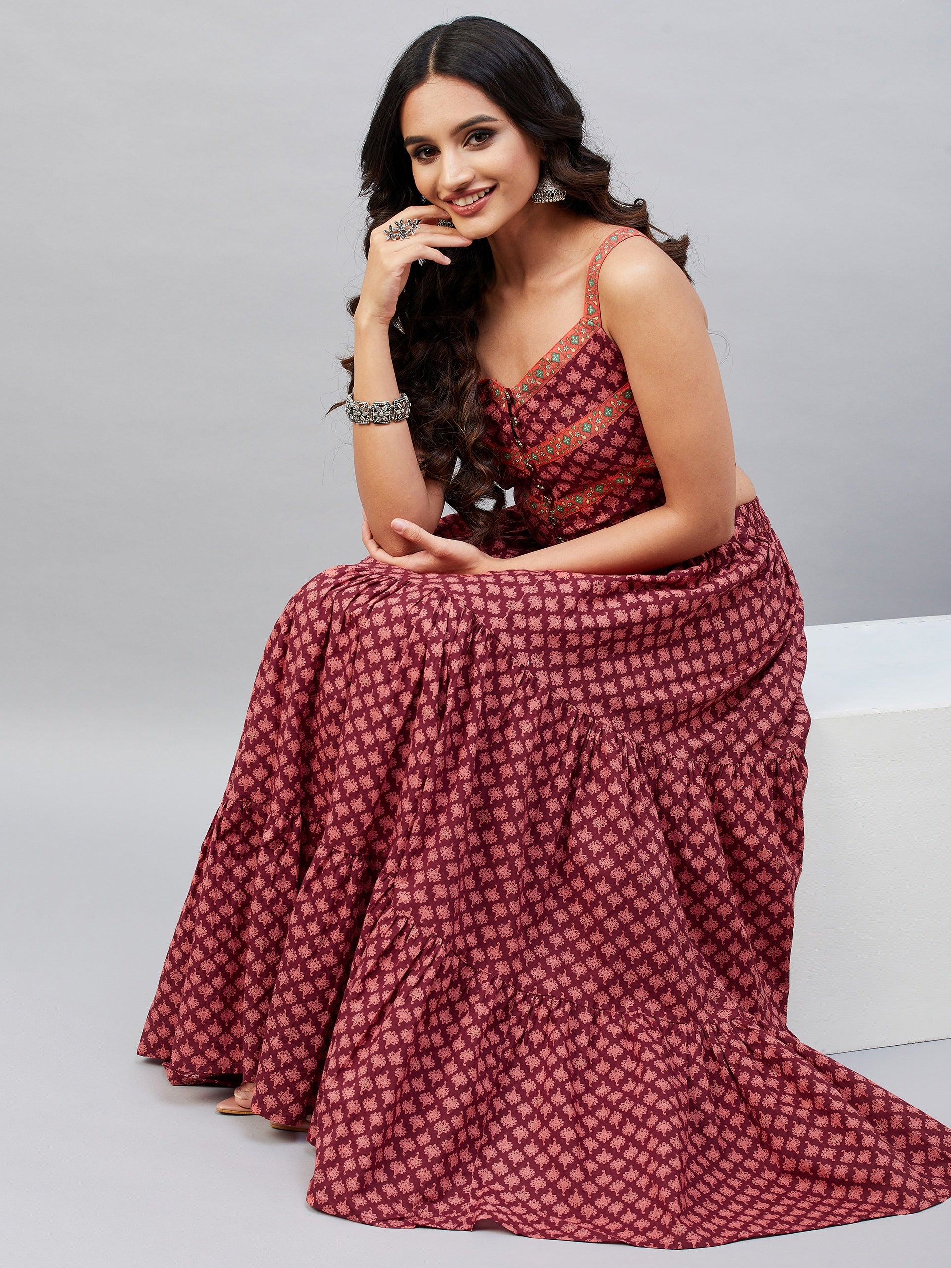 TWISHA PRINTED TOP & TIERED SKIRT SET