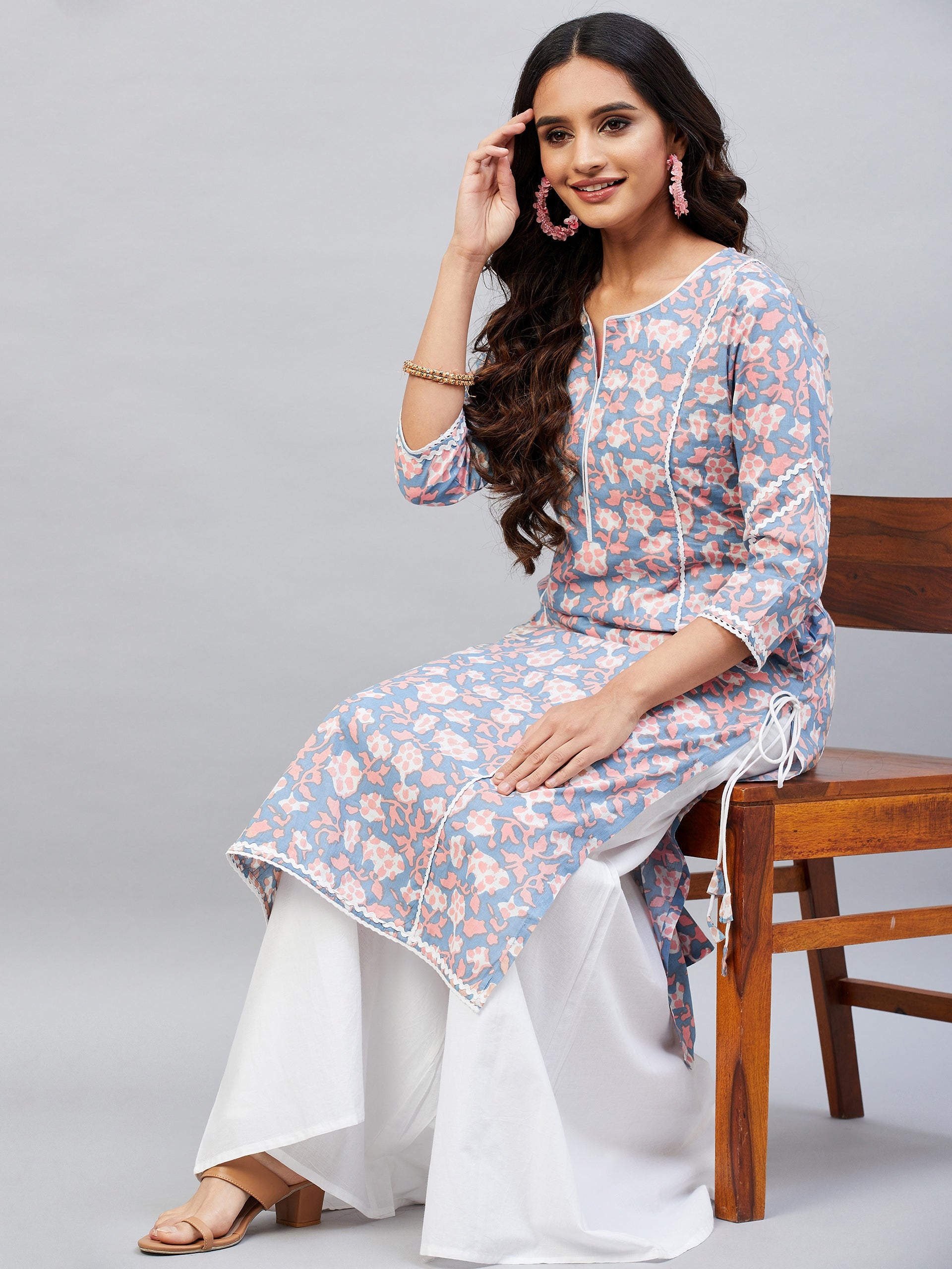 MAHI PRINTED-SOLID COTTON SUIT SET