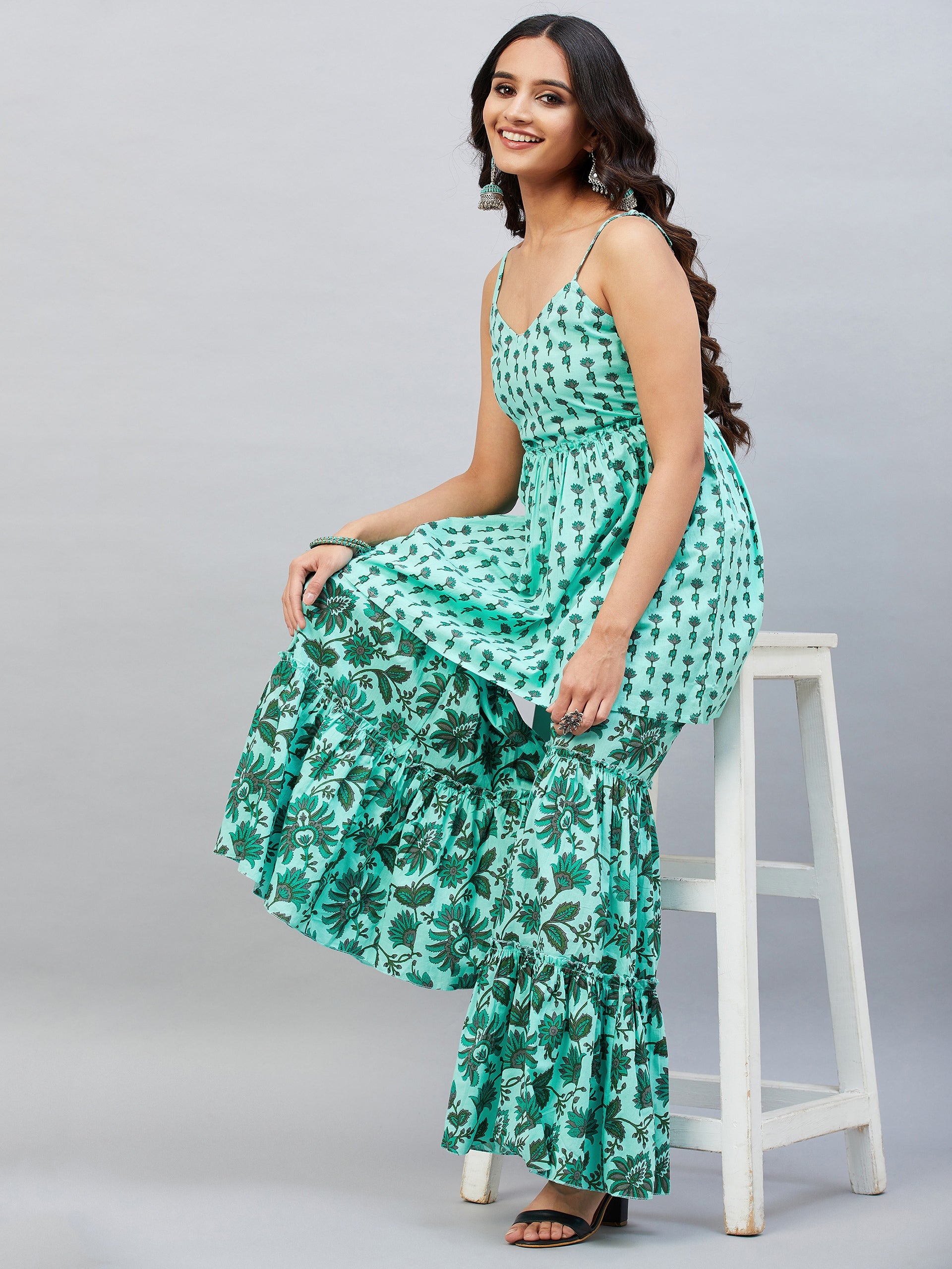 ALIANE PRINTED COTTON SHARARA SET