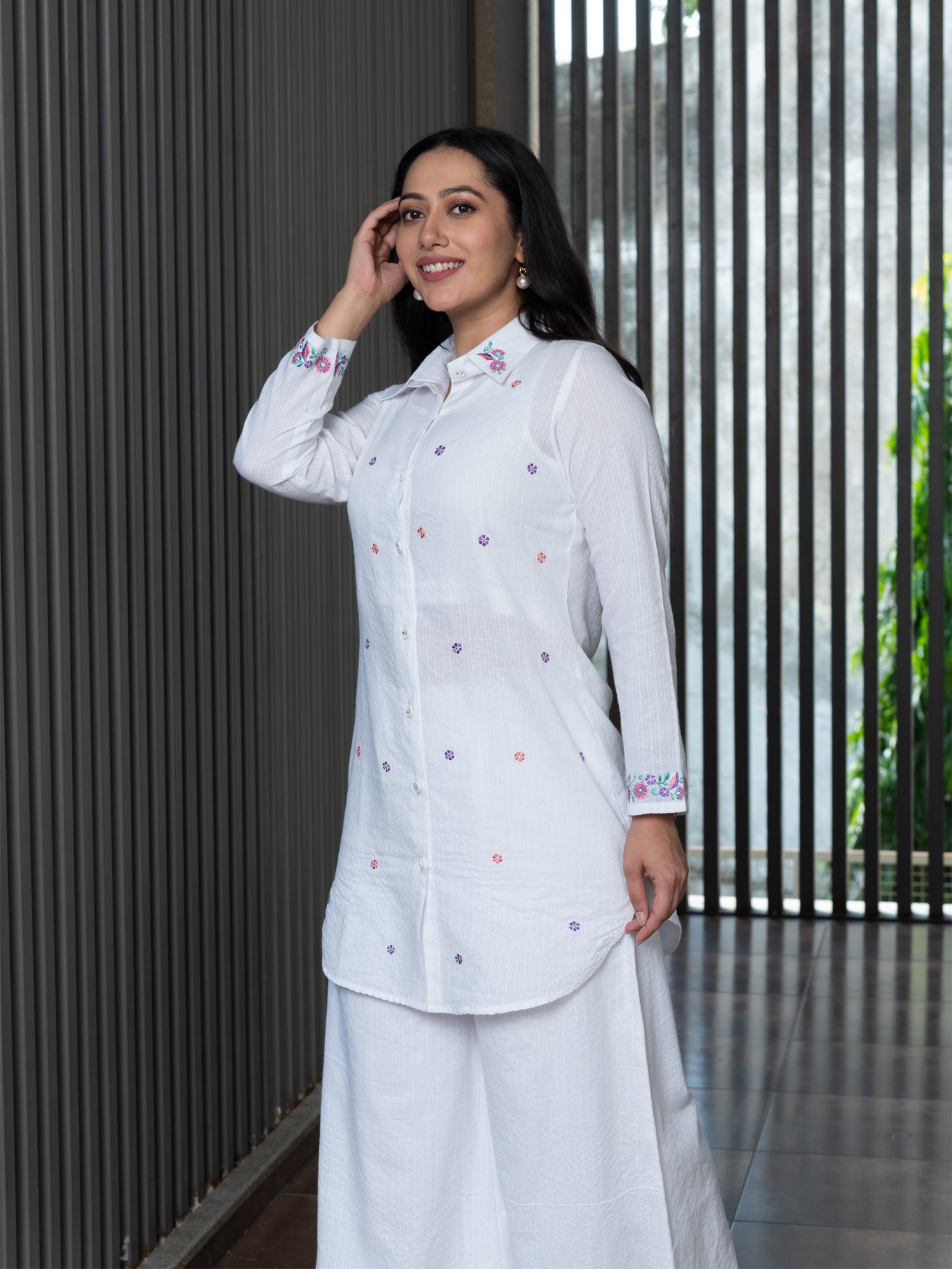 AMULYA OFF-WHITE COTTON KNATHA CO-ORD SET