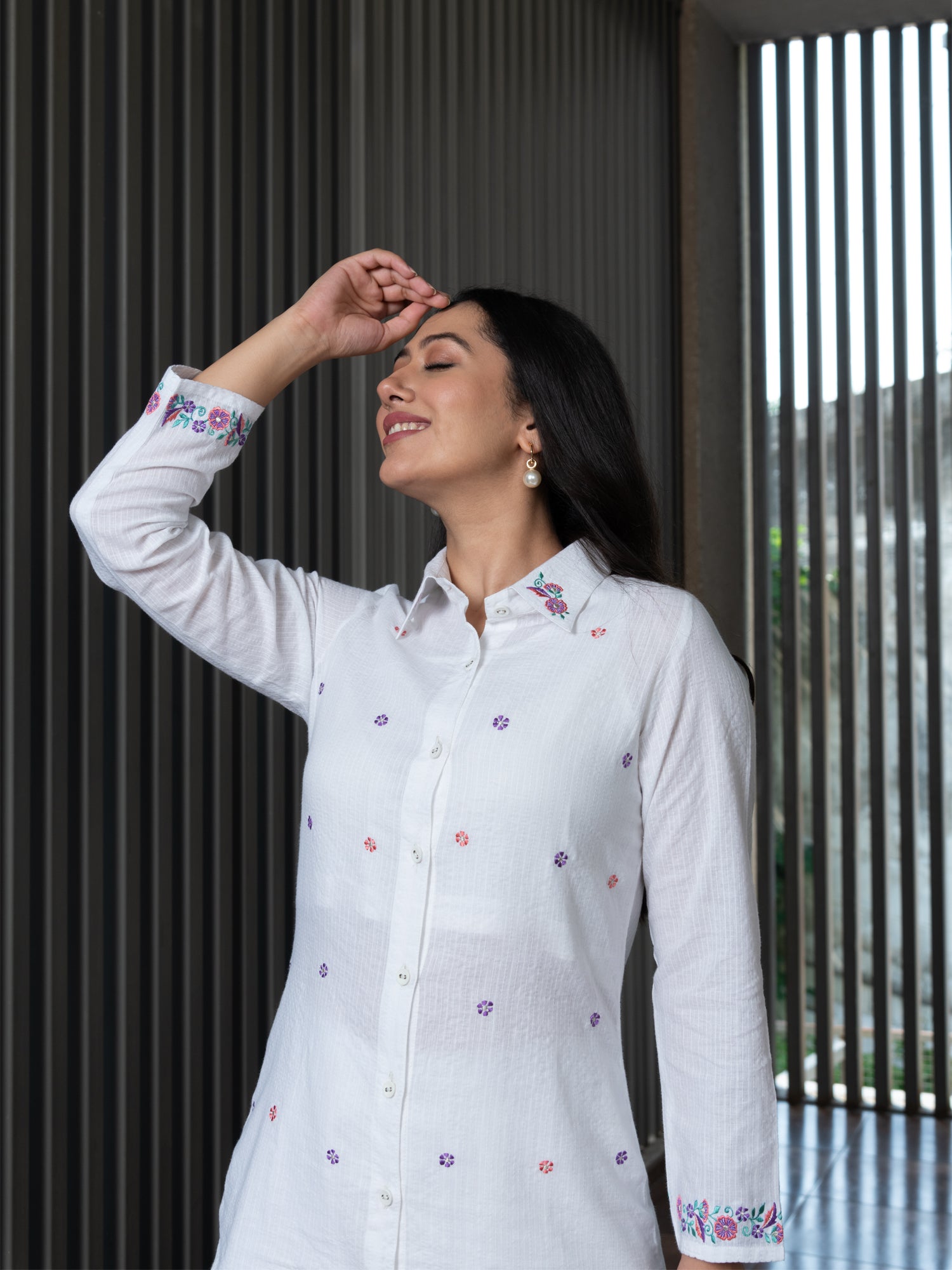 AMULYA OFF-WHITE COTTON KNATHA CO-ORD SET