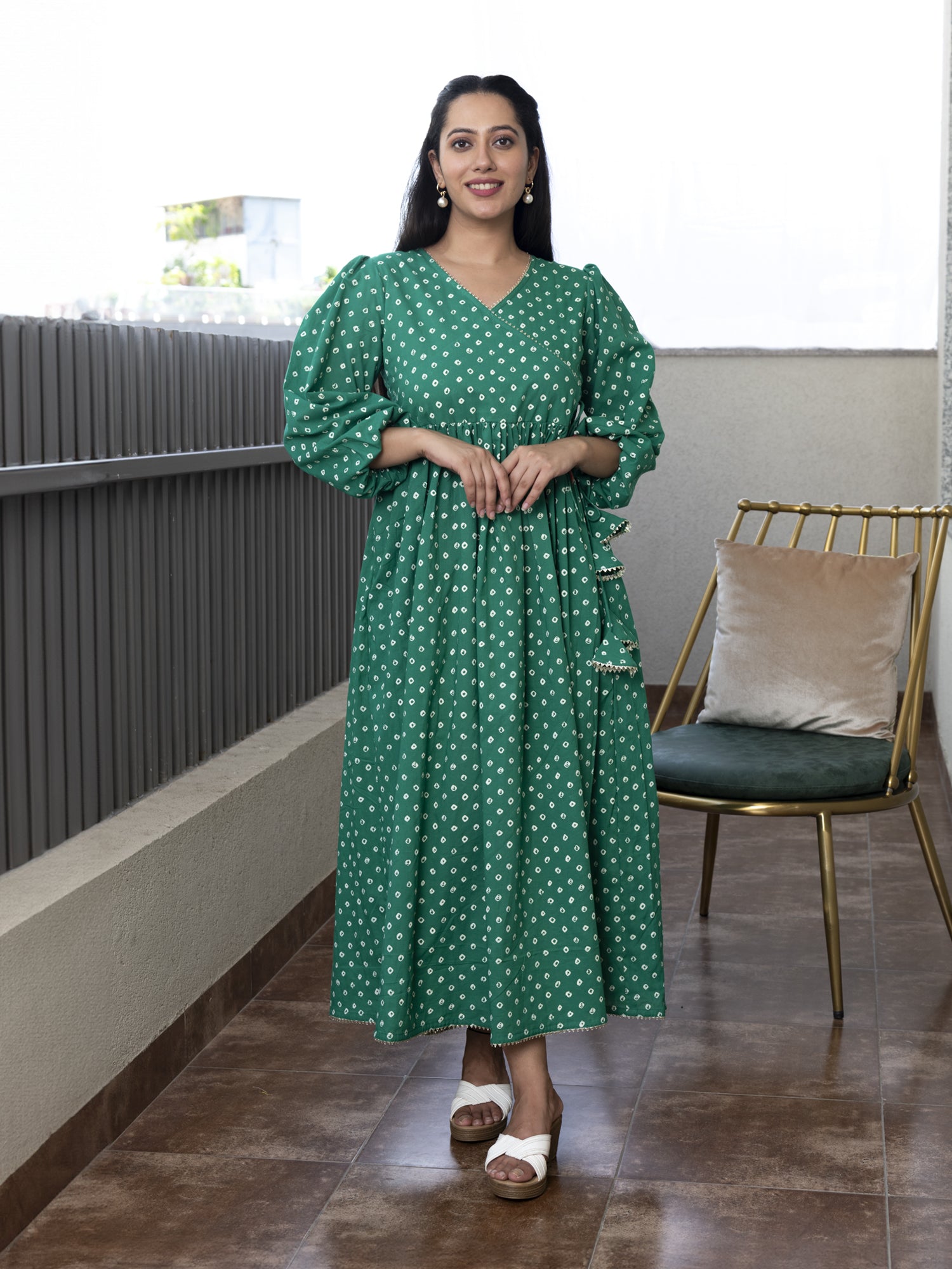 VIVIKTHA BANDHANI PRINTED COTTON MAXI DRESS