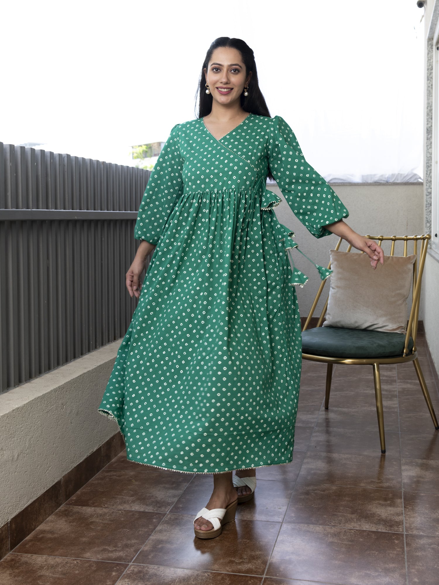 VIVIKTHA BANDHANI PRINTED COTTON MAXI DRESS
