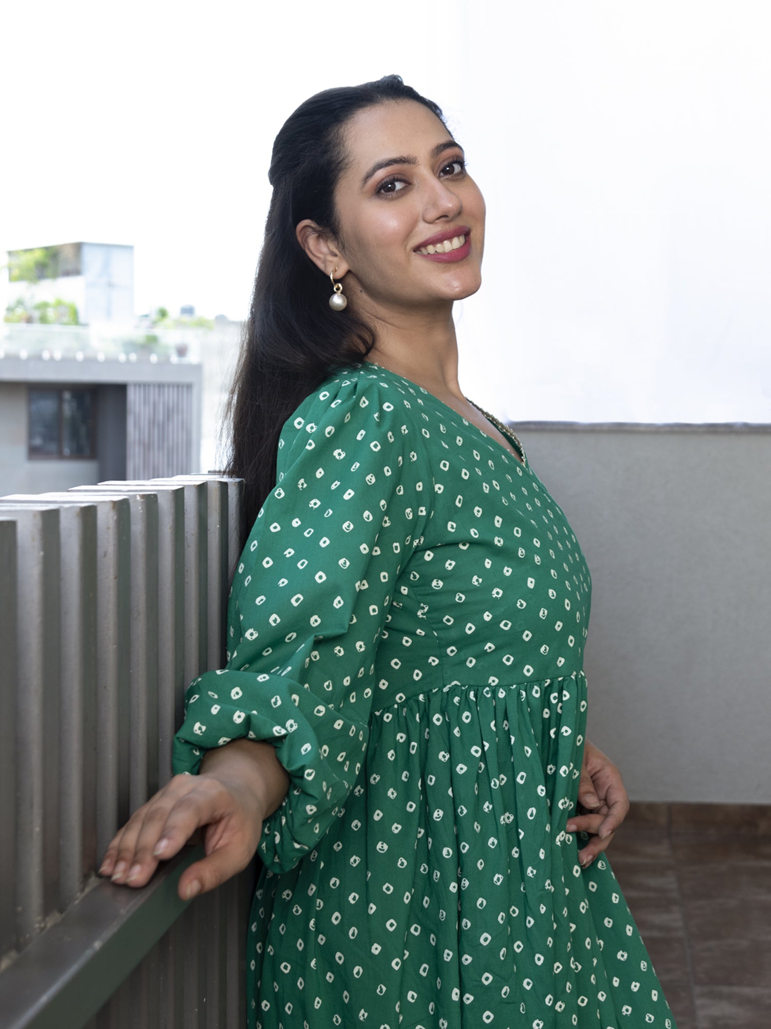 VIVIKTHA BANDHANI PRINTED COTTON MAXI DRESS