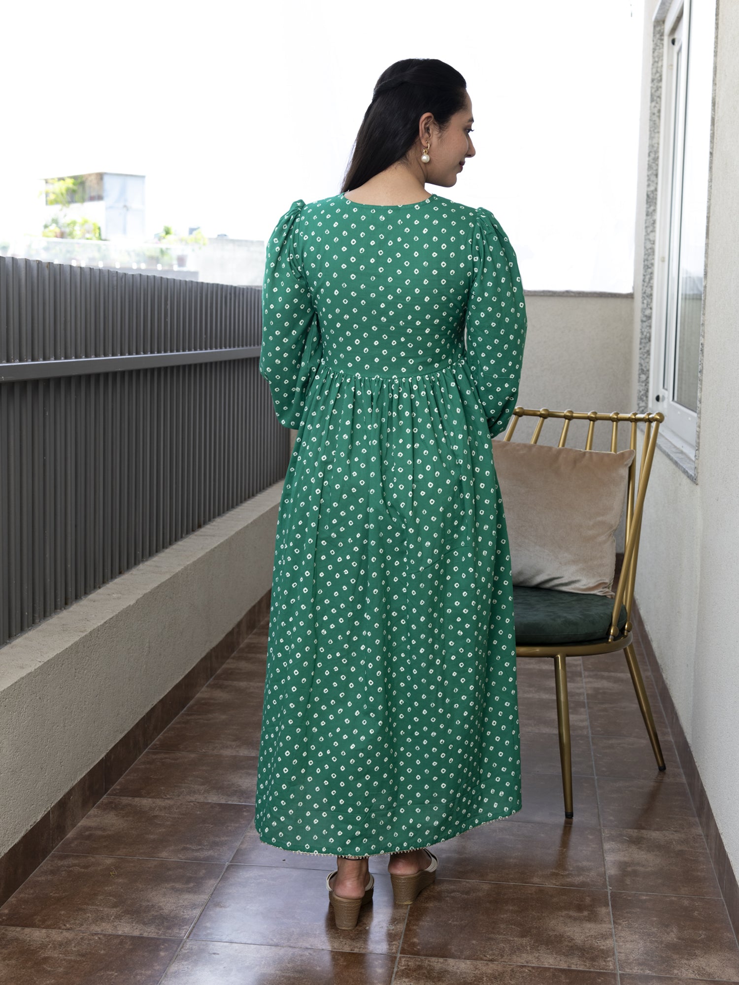 VIVIKTHA BANDHANI PRINTED COTTON MAXI DRESS