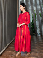 AAHELI IDHITHRI YARN DYED COTTON ANGRAKHA DRESS