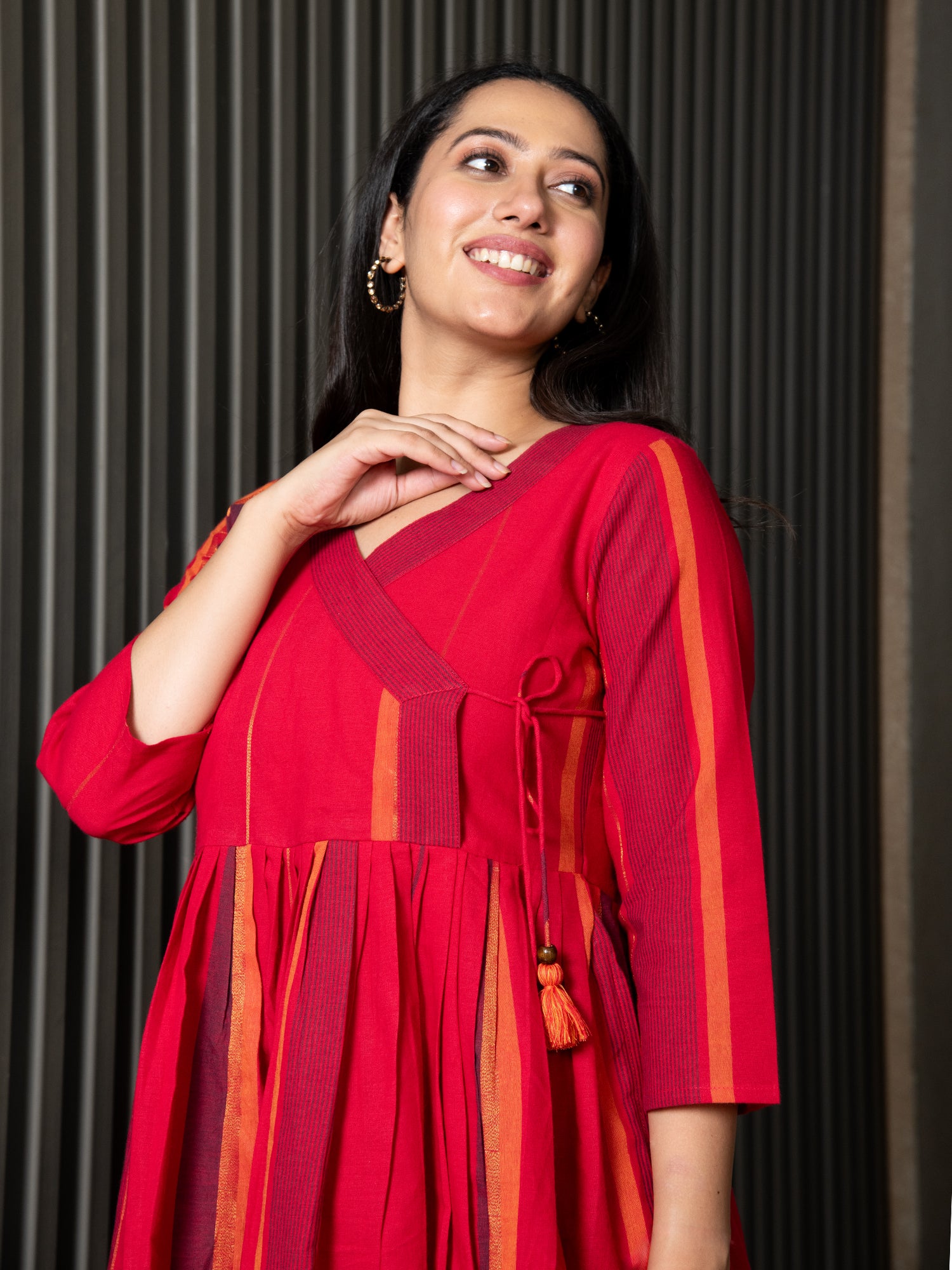 IDHITHRI YARN DYED COTTON ANGRAKHA DRESS