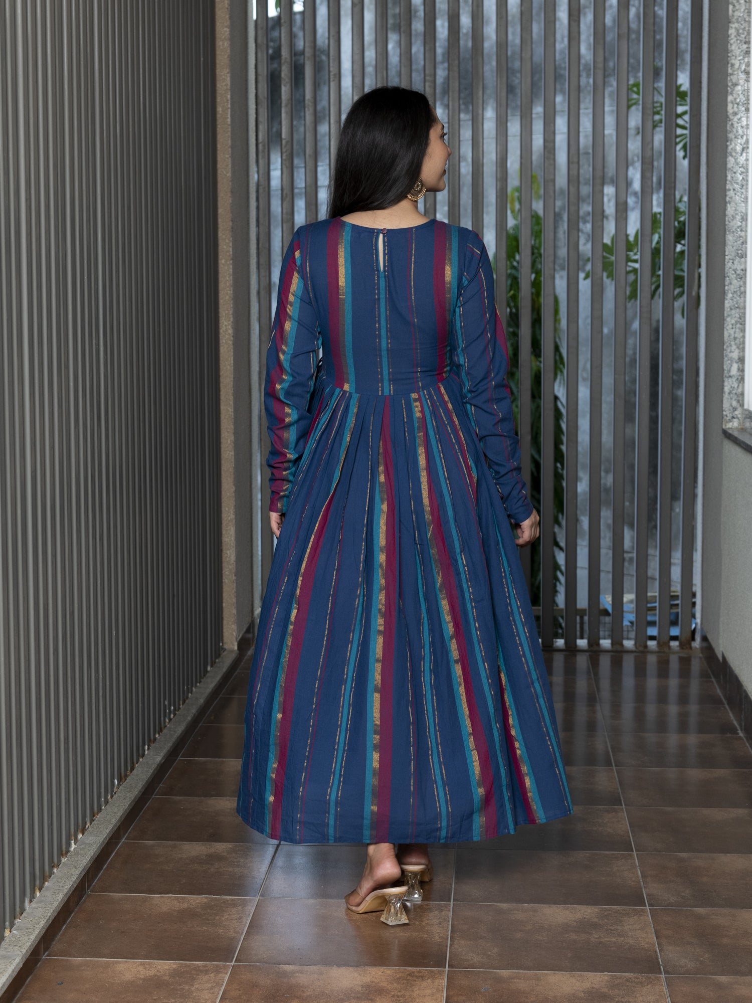 AATREYA YARN DYED COTTON MAXI DRESS