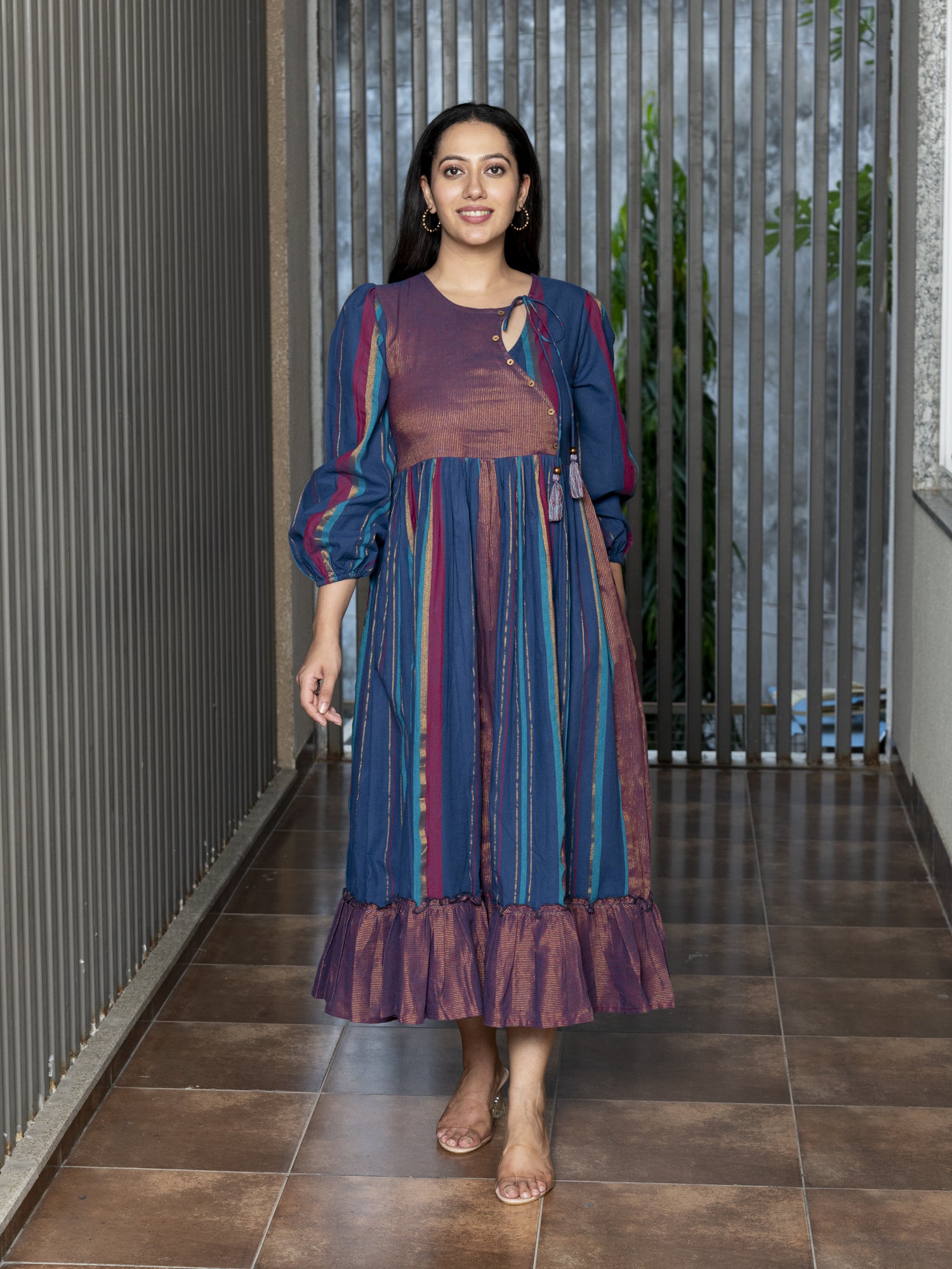INIMAI YARN DYED COTTON MAXI DRESS