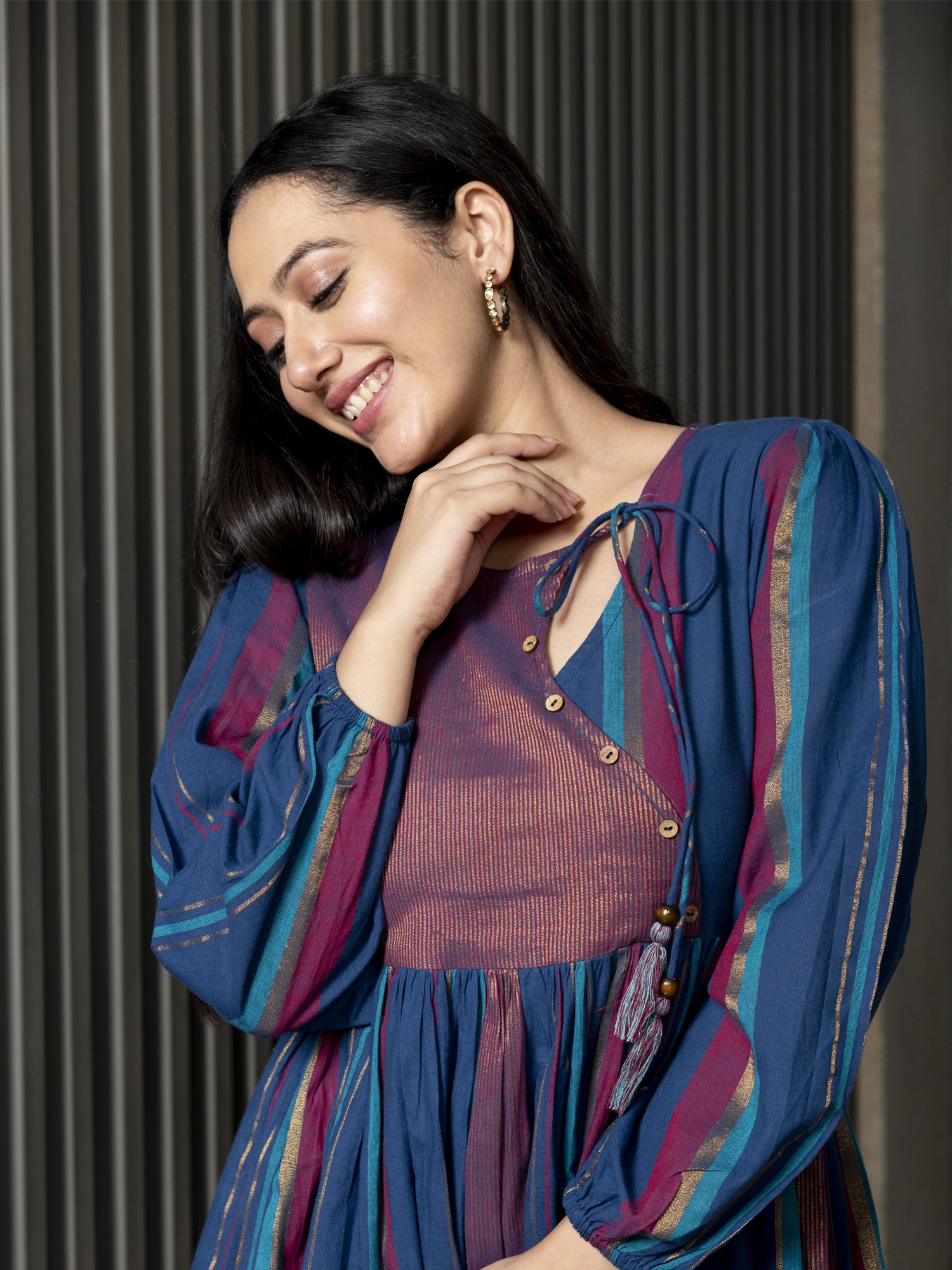INIMAI YARN DYED COTTON MAXI DRESS