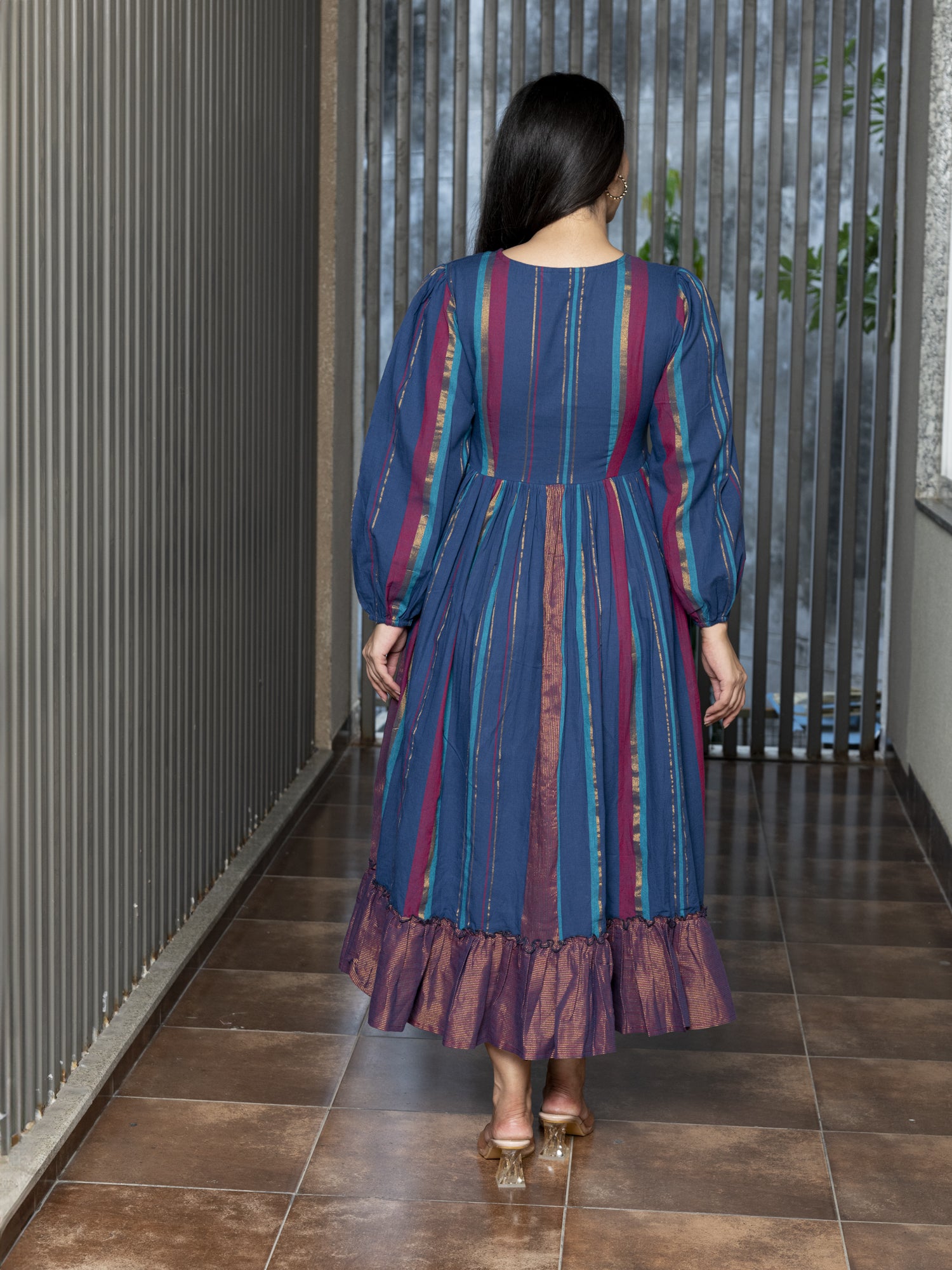 INIMAI YARN DYED COTTON MAXI DRESS