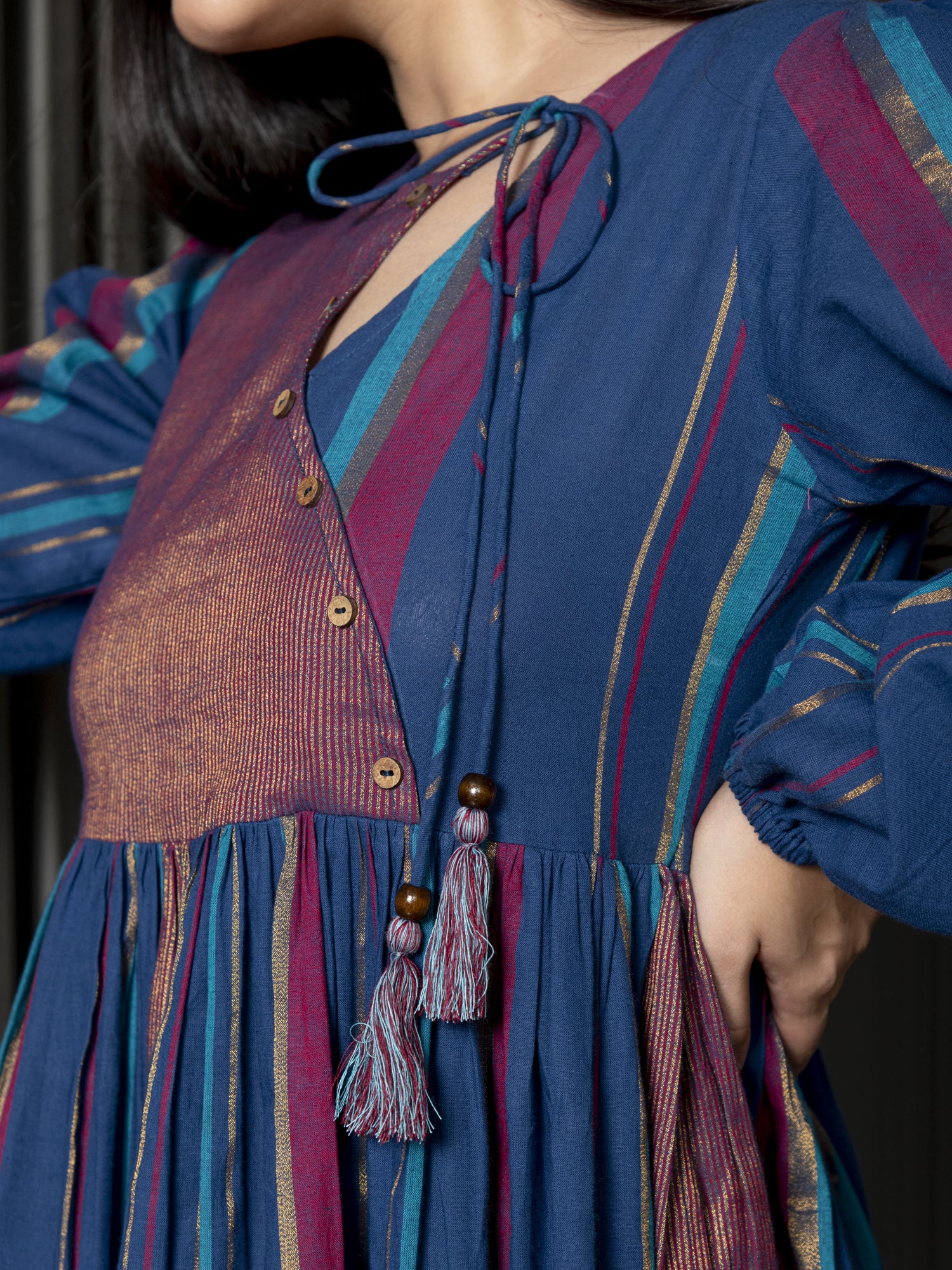 INIMAI YARN DYED COTTON MAXI DRESS