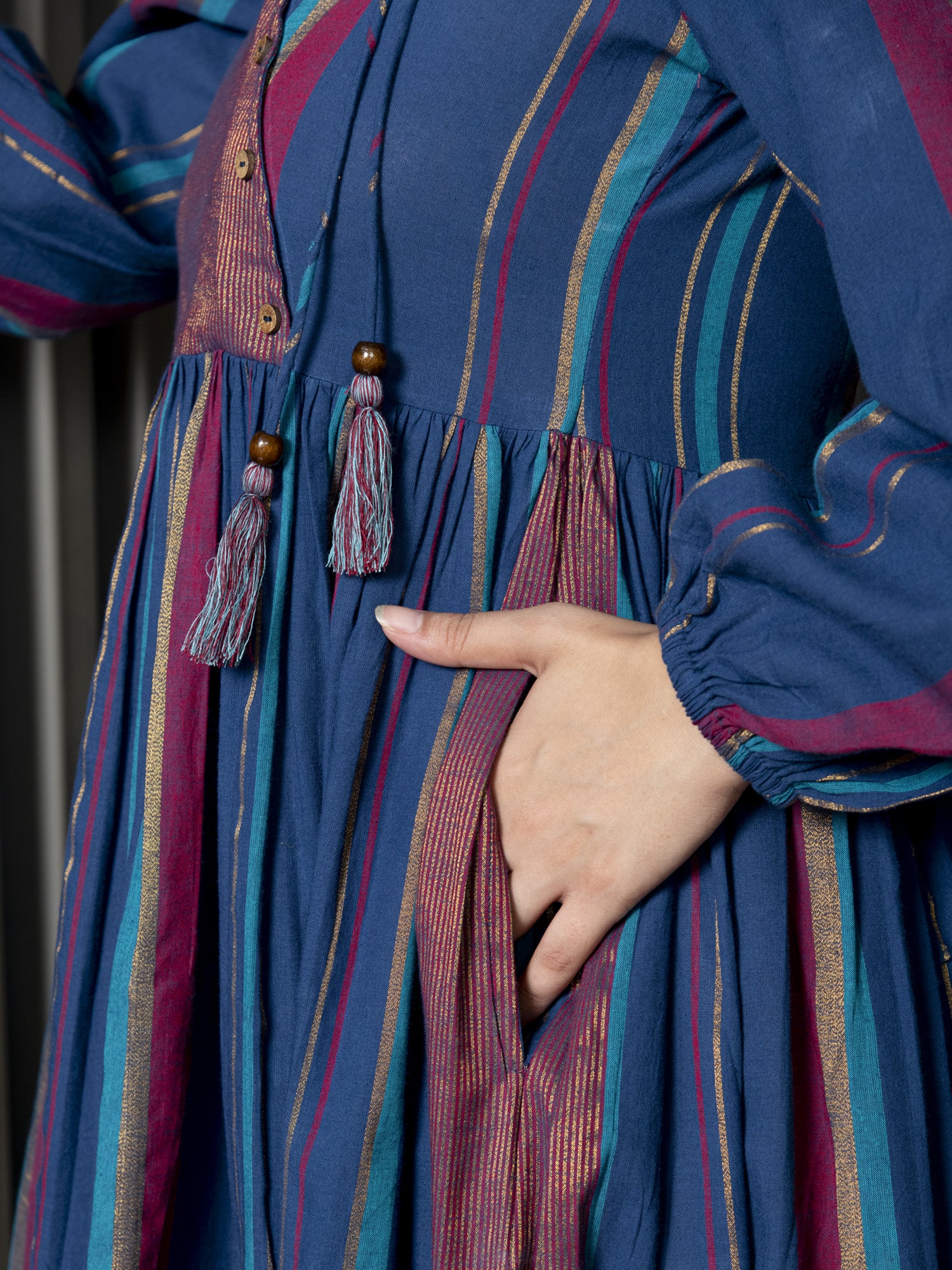 INIMAI YARN DYED COTTON MAXI DRESS