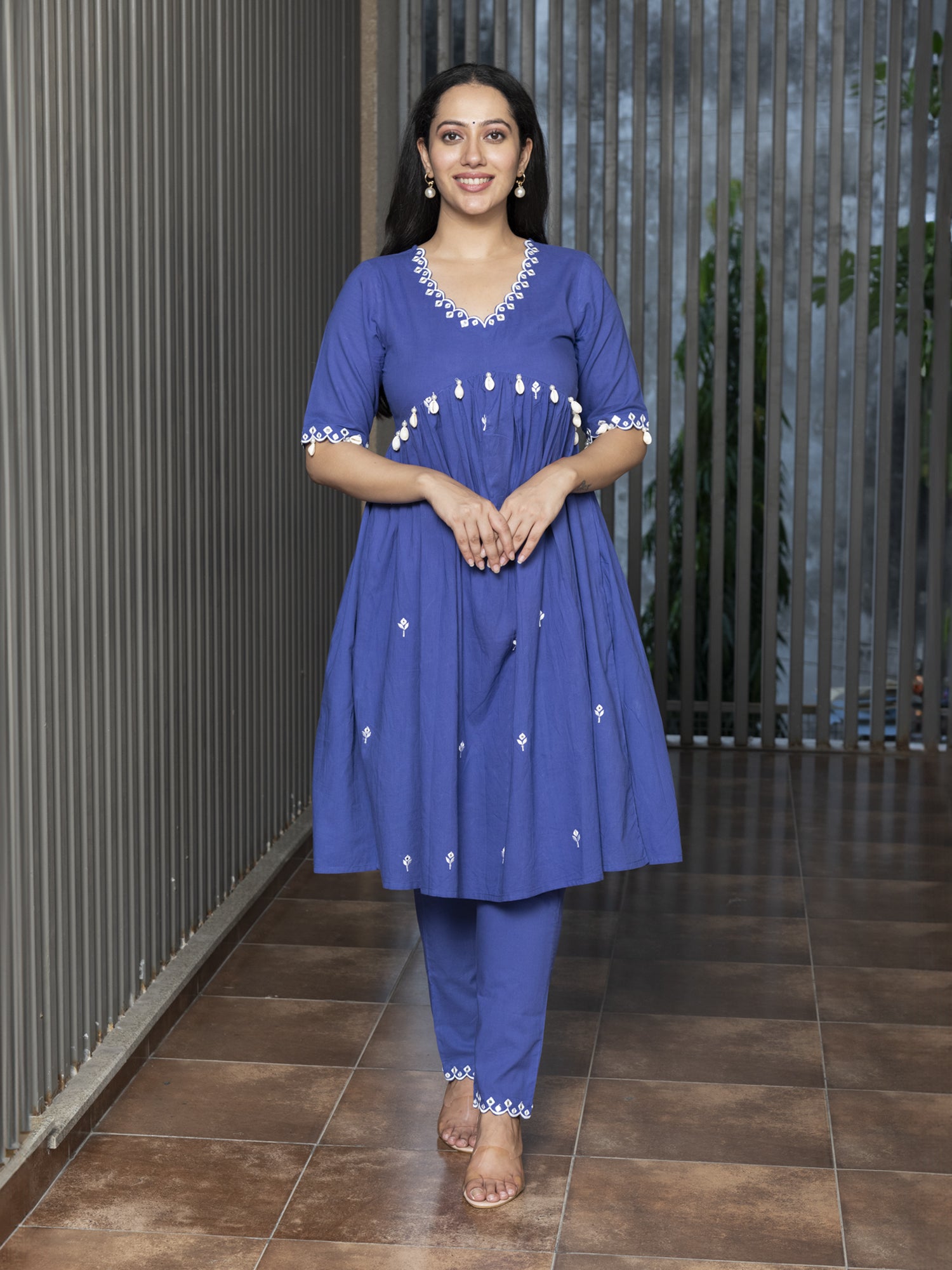 TEERA SOLID-EMBROIDERED KURTA-PANT & DUPATTA SET
