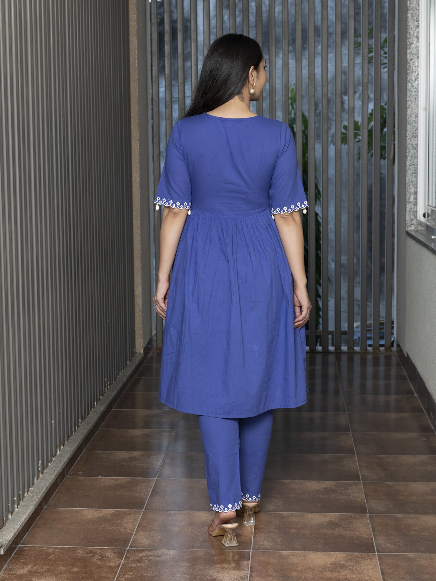 TEERA SOLID-EMBROIDERED KURTA-PANT & DUPATTA SET