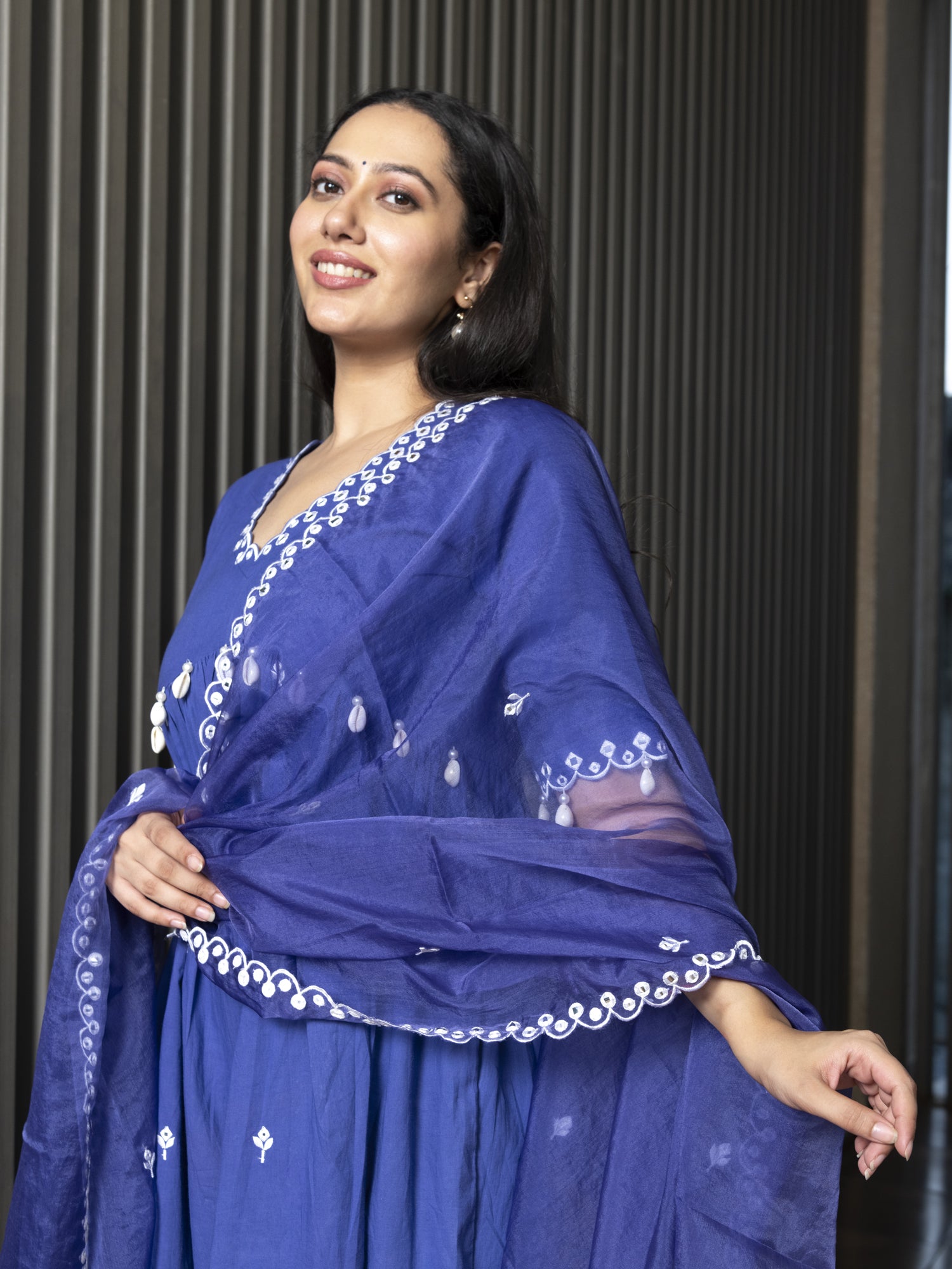 TEERA SOLID-EMBROIDERED KURTA-PANT & DUPATTA SET