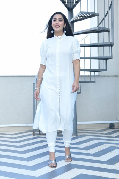 AYRA SMOCKED-BUTTONED KURTA