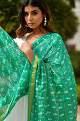 AAHELI HOLLY GREEN BANDHANI DUPATTA