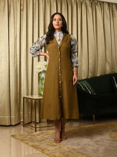 LIVVY FLORAL SHIRT & OLIVE TUNIC SET