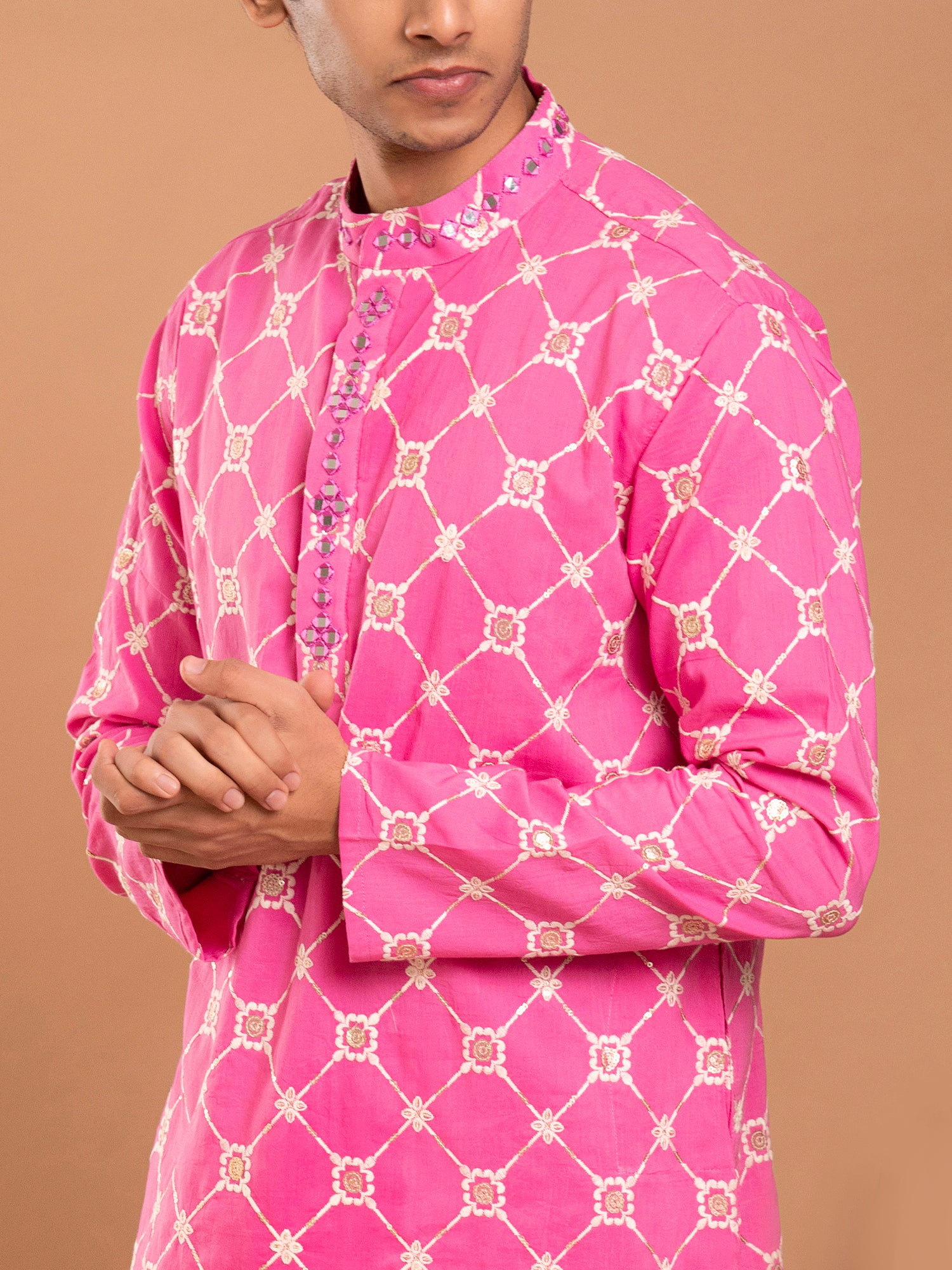 AAHELI MIRANSH PINK EMBROIDERED KURTA-PANT SET