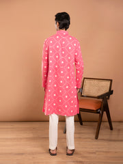 AAHELI SHARVIL PINK EMBROIDERED KURTA-PANT SET