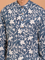 AAHELI KSHITIJ FLORAL HAND BLOCK PRINTED KURTA-PANT SET